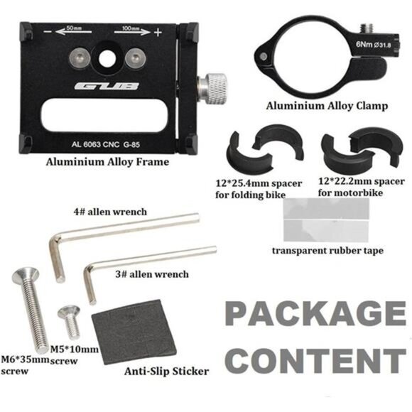 Bicycle & Motorcycle Phone Mount, Aluminum Alloy Universal Bike Handlebar - Picture 7 of 8